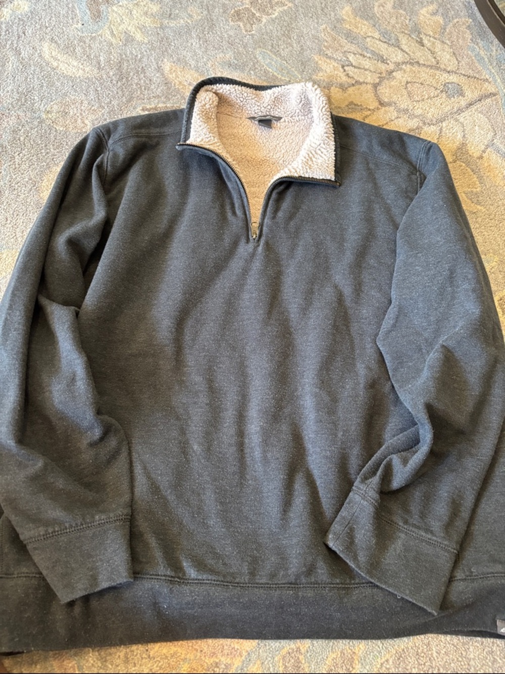 Eddie Bauer Men's Charcoal Zip-Up Sherpa-Lined Sweater